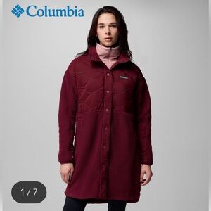 NWT Columbia Maroon Quilted Cloud Print Fleece Jacket
